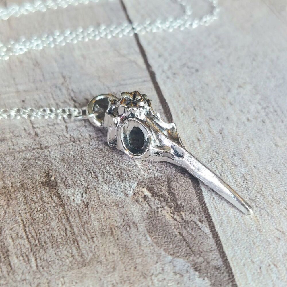 Crow Skull Necklace Halloween Necklace Bird Skull - Picture 2 of 3